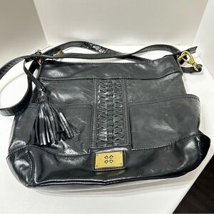 Naturalizer leather braided panel bag with floral interior